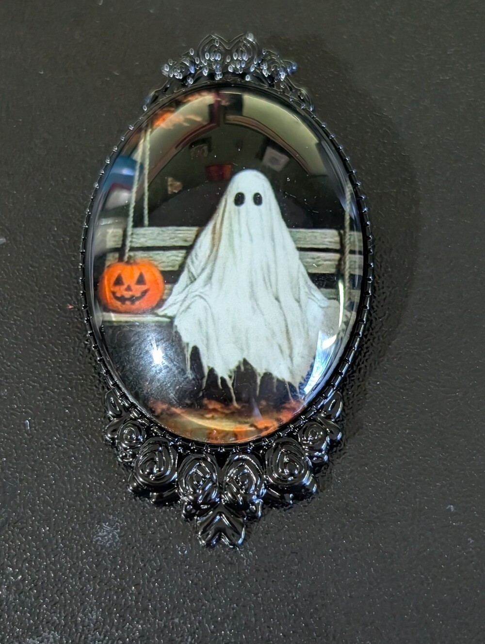 Glow in the Dark Ghost Brooch Halloween Pumpkin Black Gothic Pin